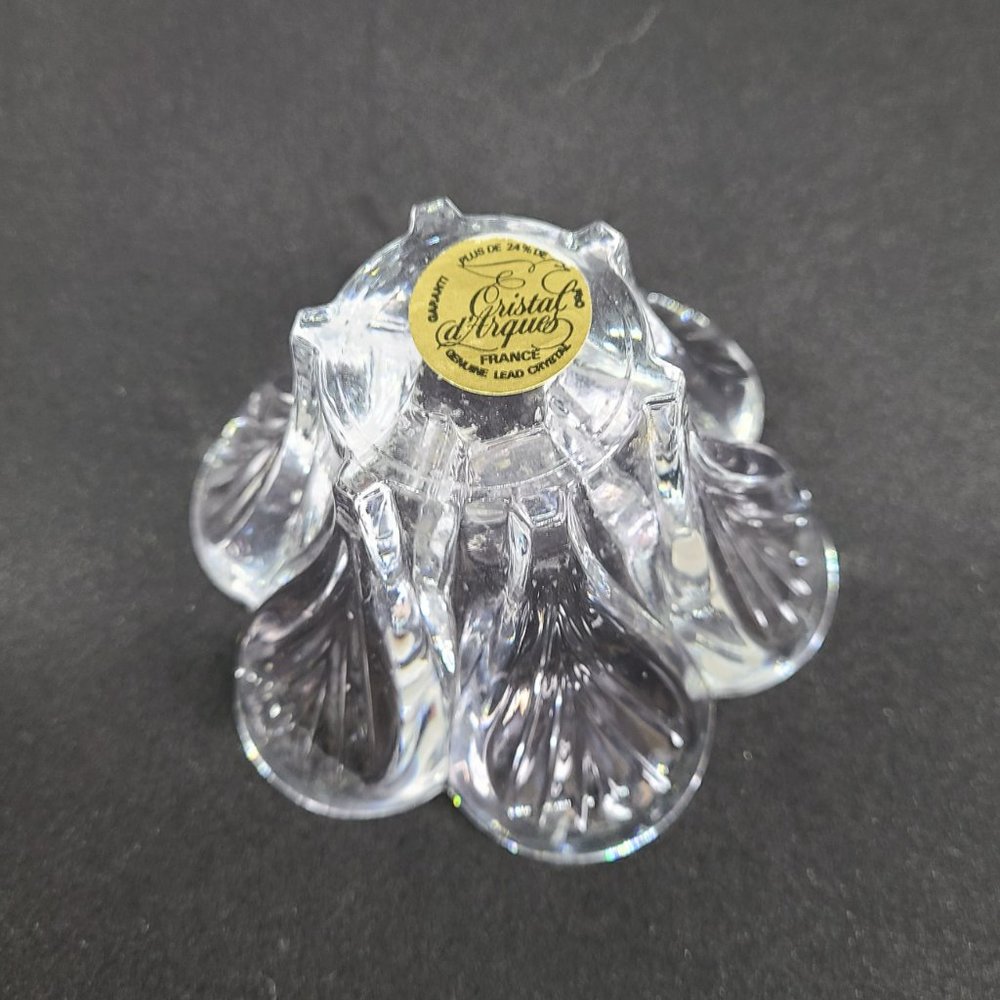 Floral shape Cristal D'Argues France candleholder. Genuine Lead Crystal. - Picture 4 of 6